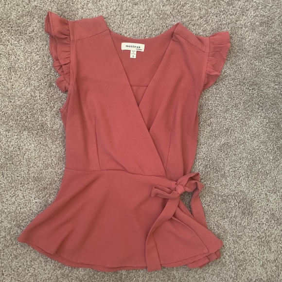 Monteau Tops - Cute Work Top w Bow Detailing